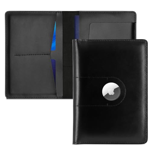 Genuine Leather Passport Holder for Travel Passport Covers with AirTag Slot Passport Wallets for Men Women Family Travel C...