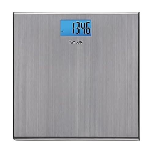 Taylor Digital Scales for Body Weight, Extra-High 440 lb Capacity, Thin Profile, Unique Blue LCD, Glass Platform, 12.2 x 1...