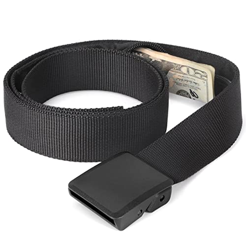 Travel Security Money Belt with Hidden Money Pocket - Cashsafe Anti-Theft Wallet Unisex Nickel free Nylon Belt by JASGOOD