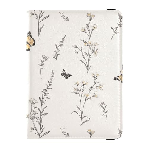Retro Flowers Butterflies Passport and Vaccine Card Holder Combo Travel Documents Organizer Protector Passport Holder Comb...