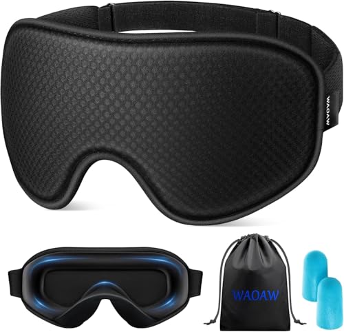 WAOAW Sleep Mask for Men Women: Blackout Eye Masks for Sleep - 3D Breathable Soft Comfortable Eye Mask for Travel - Adjust...