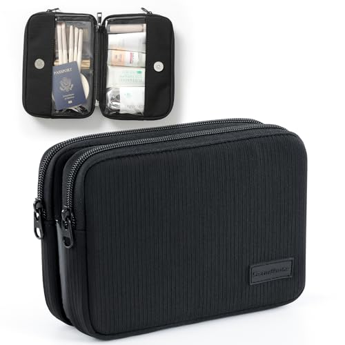 EPEDAL24 Preppy Makeup Bag, Rectangle Double Detachable Cosmetic Organizer, Clear Side Panel Portable Travel Pouches for I...