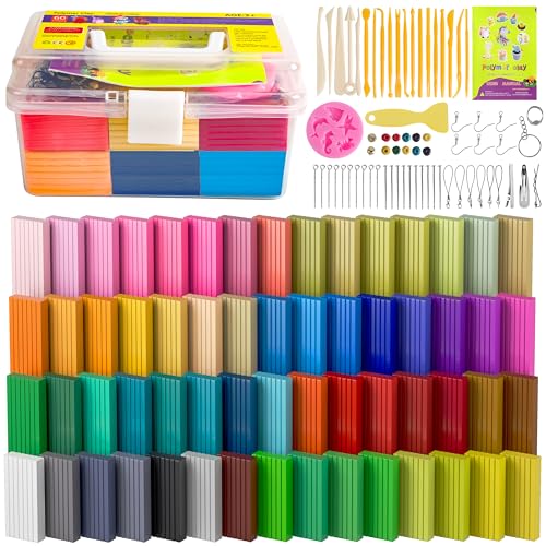 Polymer Clay 60 Colors, Modeling Clay for Kids Oven Baked Model Clay Non-Sticky with Sculpting Tools DIY Starter Kits,and ...