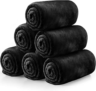 Tinideya 6 Pcs Flannel Fleece Throw Blanket Bulk 50 x 60 Inch Soft Fleece Blanket Warm Throw Blanket Coral Blankets for Co...