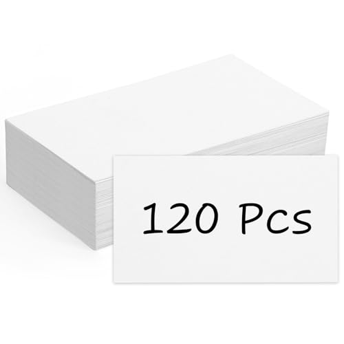 120 Pcs Blank Business Cards, 2x3.5in Small Index Cards, 350GSM Thick White Blank Note Cards for Business Study Index Invi...