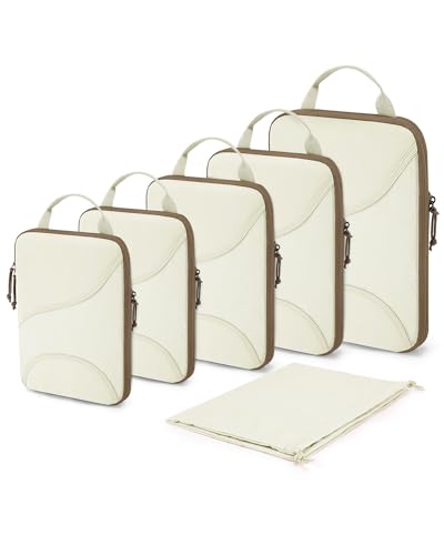 BAGSMART Compression Packing Cubes - 6 Set Travel Packing Cubes for Suitcases, Compression Suitcase Organizers with Shoe Bag