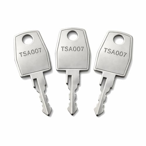 007 Luggage Keys, 3-Pack, Compatible with TSA Travel Sentry Approved Locks, Suitcase & Bag Lock Accessories with Key Rings
