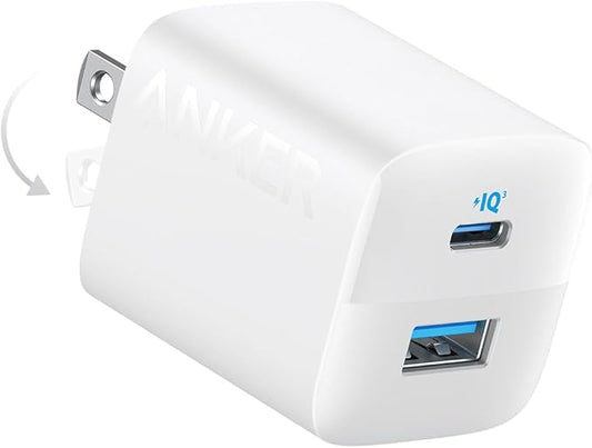 Anker USB C Charger Block, 33W 2 Port Compact Charger with Foldable Plug for iPhone 17/16 Series, Galaxy, and More (Cable ...