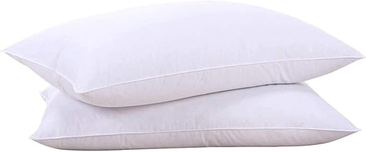 puredown® Goose Feathers and Down White Pillows with 100% Soft Cotton Cover, Bed Sleeping Hotel Collection Pillows Set of ...