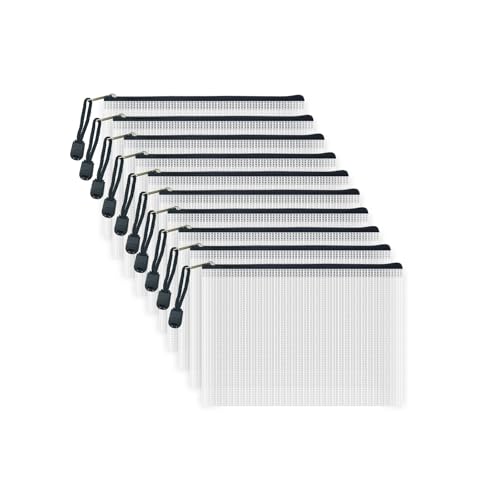 AUSTARK 10 Pcs Zipper File Bags, Waterproof Plastic Mesh Pouch for Office School, Board Game Storage Bags (B6 Size 7.6''x...