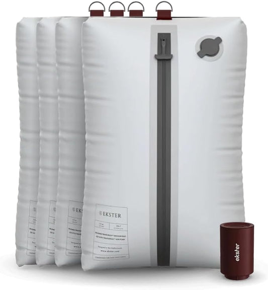 Ekster Vacuum Travel Kit - Odor & Waterproof Anti-Rip Nylon Compression Storage and Organization Travel Vacuum Bags with P...