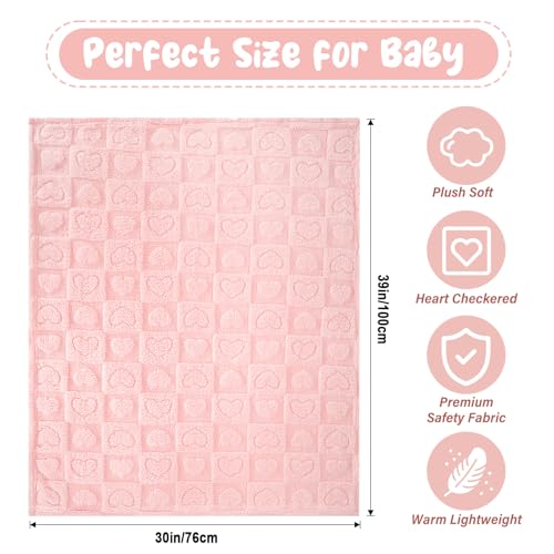 Plush Soft with Heart Checkered Baby Blanket,Fleece Infant Toddler Blankets for Girls Boys,Warm Lightweight Breathable New...