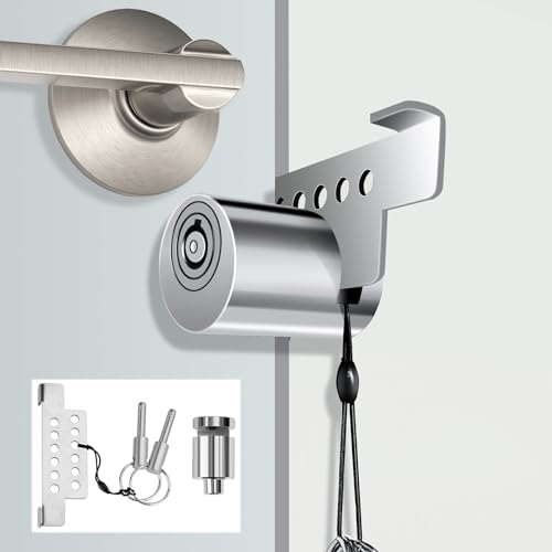 MOSECYOU Portable Keyed Door Lock for Home/Travel Security, Child Safety Protection Extra Lock, Temporary No Drill Lockout...
