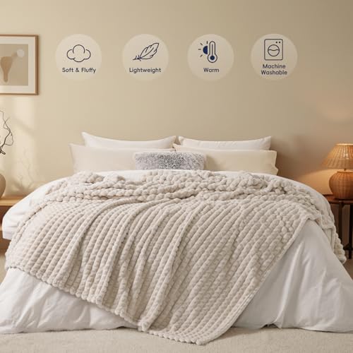 PHF Luxury Soft Fleece Blanket King Size, No Shed No Pilling, 380GSM Fluffy Cozy Throw Blankets for Bed, 108"x90",Lightwei...