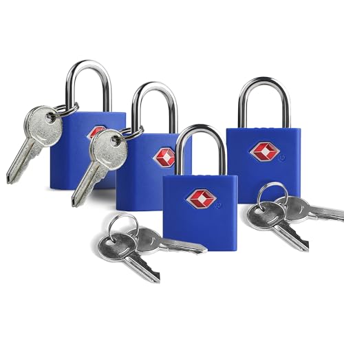 UP Security TSA Approved Locks for Luggage 4 Pack, TSA Locks for Luggage Travel Accessories, Small Padlock with Key, Weath...
