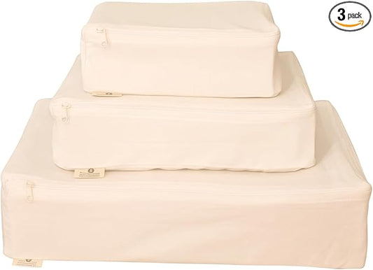 Forever Cotton Packing Cubes Bag Pure Canvas Travel Organizers with Durable YKK Zippers for Clothes, Shoes & Luggage Stora...