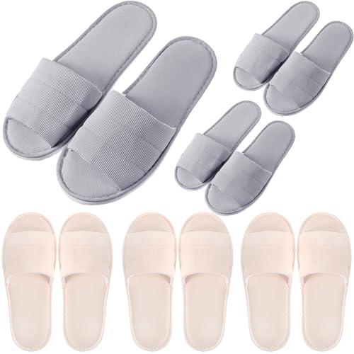 Breathffy 6 Pairs Disposable Slippers Bulk for Guests Comfortable House Spa Hotel Indoor Travel Slippers Women Men