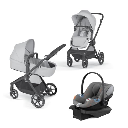 Cybex EOS 5-in-1 Travel System Stroller + Lightweight Aton G Infant Car Seat, Lava Grey