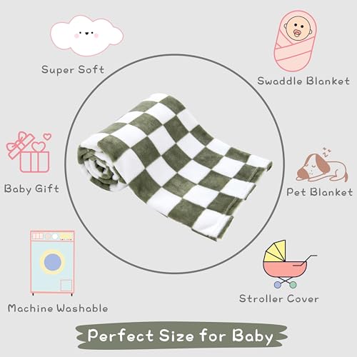 Yurhap Checkered Baby Blanket Fleece Baby Blankets for Boys, Ultra Soft Cozy Fluffy Infant Toddler Newborn Receiving Blank...
