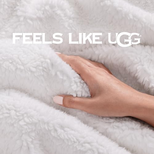 UGG Bliss Throw Blanket Plush Soft Fleece Fluffy Blankets for Bed or Couch Oversized Warm Reversible Machine Washable Medi...
