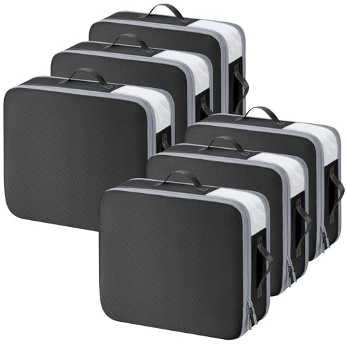 DIMJ Clothes Storage Bag 6 Pack, 19L Compression Storage Bags for Blanket, Sweater, Jacket, Closet, Sheet Storage Organize...