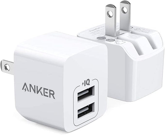 Anker 2-Pack Dual Port 12W USB A Charger Block with Foldable Plug, Charging Box Brick, Cube for iPhone 16 15 14 13 12 Pro ...