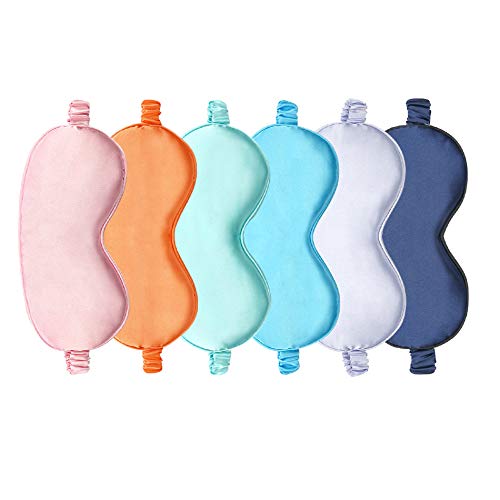 EleCharm Silk Satin Eye Mask Color Assorted 6-Pack Smooth Sleeping Mask Eye Shade