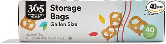 365 by Whole Foods Market, Gallon Size Storage Bags, Double Zipper, 40 Count