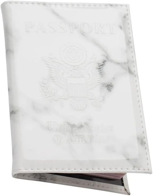 Pretty Little Passports Marble Passport Cover Vaccine Card Holder Combo, Chrome Passport Holder with Vaccine Card Slot (Ma...