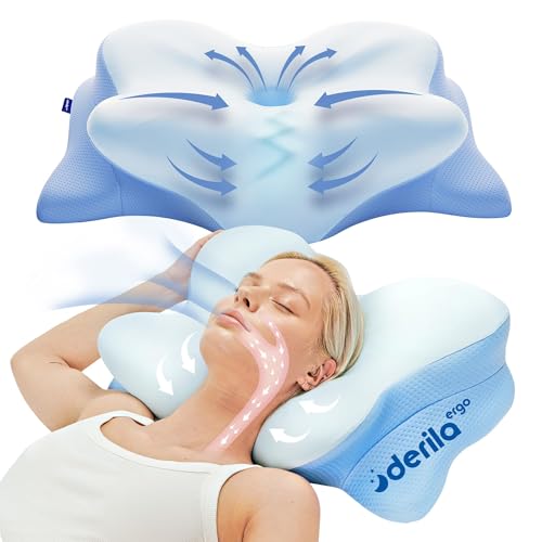 Derila Ergo Cervical Neck Pillow for Sleeping Pillow Contour Memory Foam Pillows for Back, Side Sleeper Pillows 21.25 x 1...