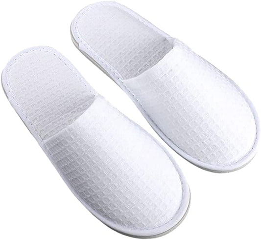 ccHuDE 2 Pairs Closed Toe Spa Slippers Breathable Hotel Slippers Home Guest Slippers Indoor Travel Slippers for Adult White