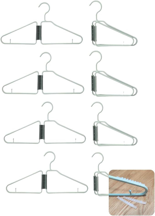 WRYLCYH 8 Pcs Foldable Hangers, Plastic Collapsible Hangers, Portable Folding Clothes Hanger, Foldable Travel Hangers, Fol...