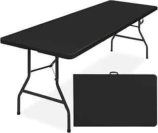 SIMPLI-Magic 8ft Portable Plastic Folding Table – Indoor & Outdoor Heavy-Duty Foldable Utility Table w/Handle for Party & ...