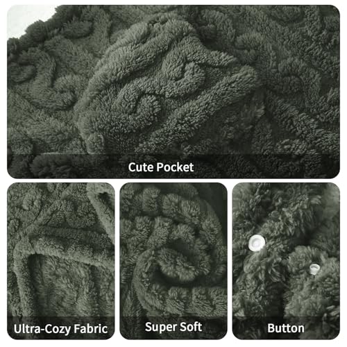 Wearable Blanket Sherpa Fleece Shawl Blanket with Pockets Blanket Poncho Cape for Adults, Cozy Shawl TV Throw Blankets