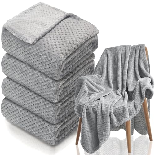 Tewloss 4 Pack Fleece Throw Blankets 50x60 Inches - 270 GSM Ultra Soft Plush Flannel for Bed Couch Sofa, Lightweight Warm ...