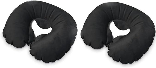 MagiDeal 2 Pack Inflatable Travel Neck Cushion Pillow Supports Head & Neck (Black)