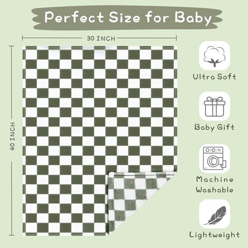 Yurhap Checkered Baby Blanket Fleece Baby Blankets for Boys, Ultra Soft Cozy Fluffy Infant Toddler Newborn Receiving Blank...