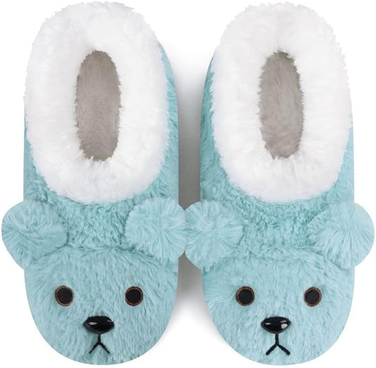 Snoozies Slipper Socks Animal Furry – Cozy, Foldable Slippers for Women, Non Slip Socks for Travel & Indoors