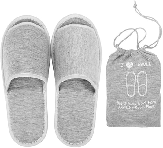 haozaikeji Portable Slippers Foldable Flat Spa Slipper Flight Trip Shoes Home Guest Cotton Slipper Open Toe Hotel Shoe wit...