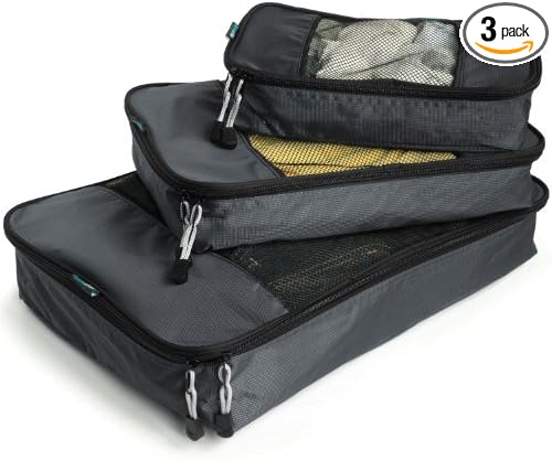 TravelWise Packing Cubes - 3 Piece Set (Black)