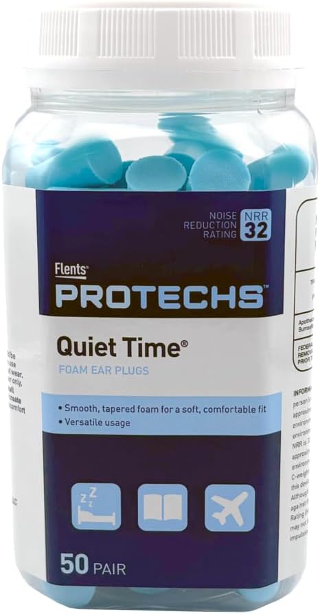 Flents Protechs Foam Ear Plugs for Sleeping, Snoring, Traveling, Concerts, Construction & Studying, Ultra Soft & Comfortab...
