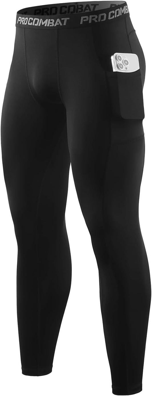 ECENOKL Compression Pants Men Running Tights Athletic Leggings with Pockets,Workout Football Sports Base Layer