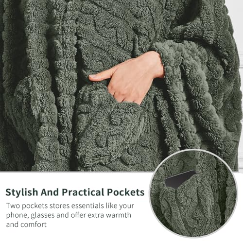 Wearable Blanket Sherpa Fleece Shawl Blanket with Pockets Blanket Poncho Cape for Adults, Cozy Shawl TV Throw Blankets