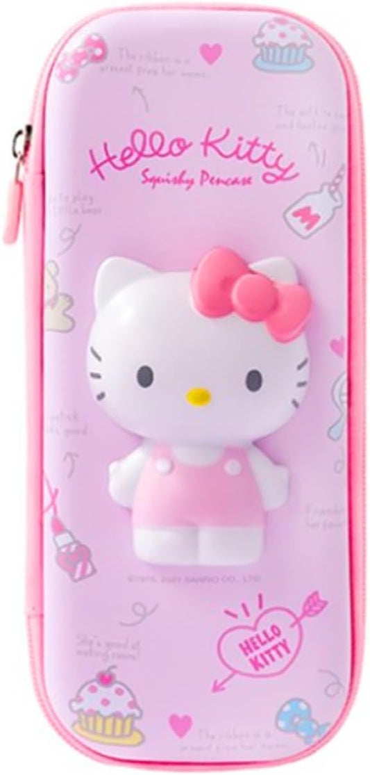priming water Lovely anime character pouch, travel makeup brush holder, mini bag, multipurpose pouch (Pink ribbon cat)