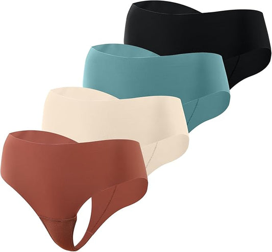 Quxboq Women's Briefs Camel Thong No Show Seamless Underwear to Hide Feminine Lines G-String Panties