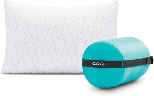 Coop Home Goods Original Travel and Camping Adjustable Pillow, Small Camping Pillow with Compressible Stuff Sack, Medium-F...