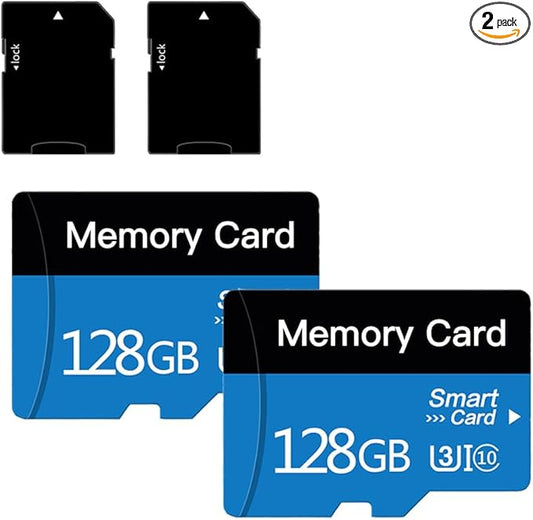 2 Pack 128 GB Micro Memory Card with Adapter, TF Memory Card Class 10, Mini Memory sd Card for Camera/Smartphone/Tablet/Dr...