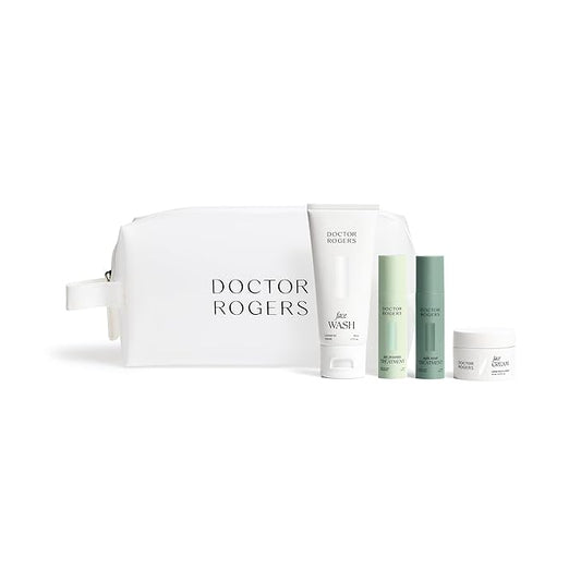 Doctor Rogers Travel Size Starter Set, 4-Piece Skincare Routine with Face Wash, Face Cream, Day Preventive & Night Repair ...