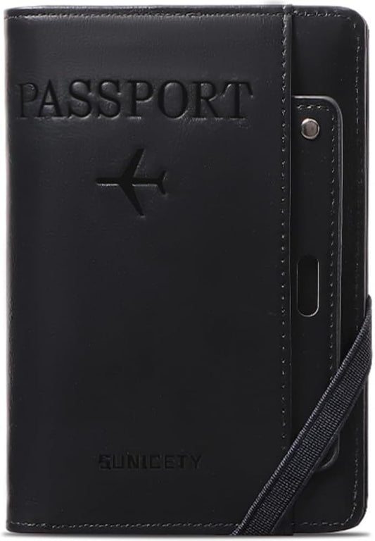 wigmoa Y7-Y RFID Blocking Passport Holder Travel Wallet Multi-Functional Passport Cover with Removable Card Organizer, Ant...