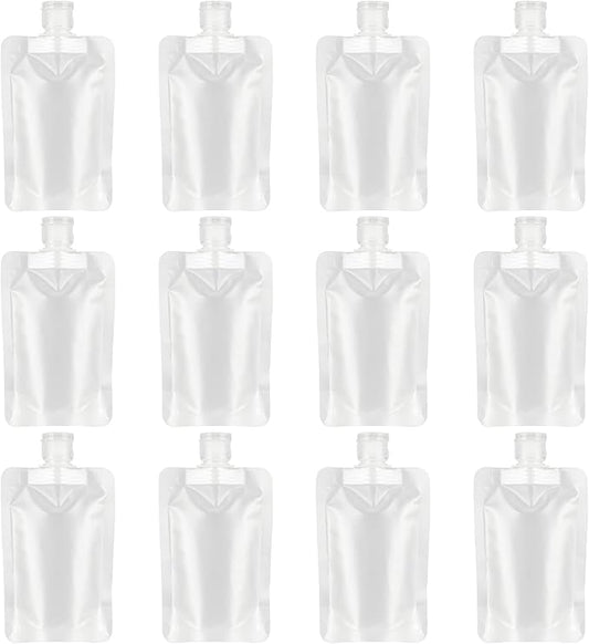 YASUOA 12 Pieces 100ml Leakproof Travel Pouches for toiletries Bulk Travel Size Refillable Squeeze Pouches Containers TSA ...
